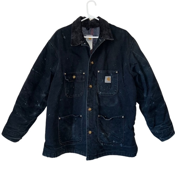 Carhartt Vintage Blanket Lined Chore Coat Black Size 46 Reg - Picture 1 of 16